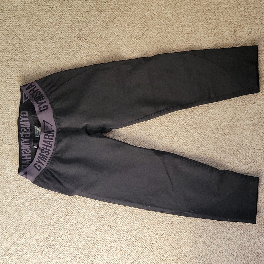 Gymshark Flex Cropped Leggings - Black Marl/Charcoal